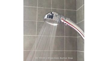 Economic ABS 3 Functions High Pressure Water Saving Hand Shower Head with button stop1