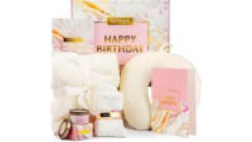 Birthday Women's Gift Set: Pillow, Blanket, Candle, Socks, Journal with Custom Logo1