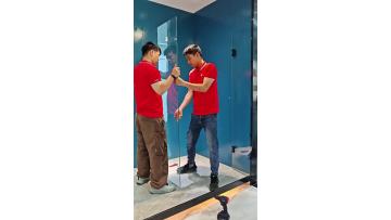 Disassembly of solid brass shower door hinge glass hardware