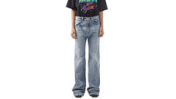 High Quality Ladies Light Blue Jeans Women Flare Slit Straight Cotton Denim Pants1