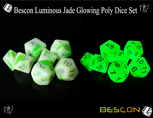 Bescon Luminous Jade Glowing Poly Dice Set-3