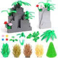 MOC City Juguetes Accessory DIY Building Blocks Mountain Military Green Grass Flower Tree Plants Toys Compatible Parts Bricks