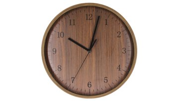Boardroom Elegance Clock: 10 Inch Rich Wood Texture, High-Contrast Monochrome Markings