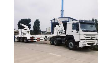 Container side loader loads and unloads