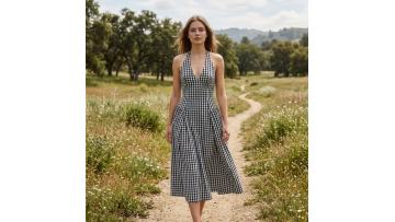 Black Checkered Maxi Dress
