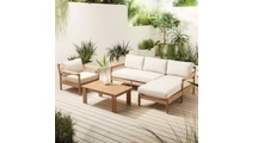Modern Waterproof Furniture with Cushions Living Room Balcony  Patio Hotel Teak Wood  Garden Sectional Outdoor Sofa1