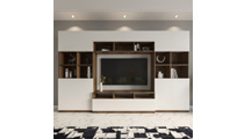 Modern minimalist TV cabinet bookcase combination wall living room background wall multifunctional Nordic background TV cabinet1