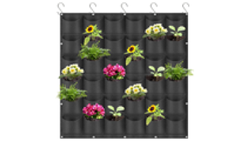 36-Pocket Black Green Felt Vertical Wall Planter 1m x 1m Outdoor Herb Vegetable Hanging Garden Grow Bags for Vertical Gardening1