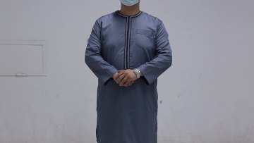 Modern Men Muslim Jubah New Design Contrast Color Kaftan Abaya Wholesale Islamic Fashion1