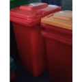 Hot 240L plastic environmental red G-style trash can product for sale
