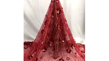 high quality africa 3d sequins sequence fabrics red tulle mesh wedding bridal beaded embroidered lace sequin fabric1