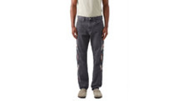 OEM Mens High Waist Wide Leg Embroidery Denim Pants Straight Leg Jeans Men1