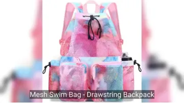Mesh Swim Bag - Drawstring Backpack, Swim Beach Gym Bag1
