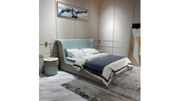 Light luxury solid wood king size bed modern bedroom furniture leather double bed master bed1