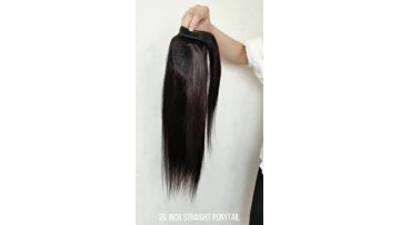 Natural Black Mink Brazilian Hair Ponytail Extneisons Long Yaki Straight Wrap Around Human Hair Ponytails1