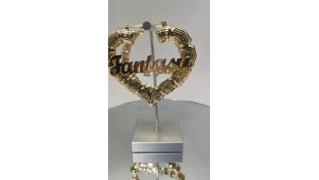 Hot sales fashionable heart shape big bamboo hoop earrings stainless steel1