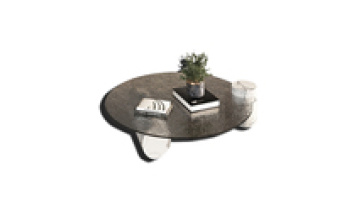 Italian minimalist marble round coffee table light luxury tempered glass post-modern living room furniture coffee table1