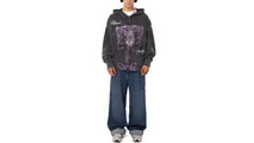 Custom Graphic Logo Vintage Zip Up 100% Cotton Acid Wash Hoodie For Men1