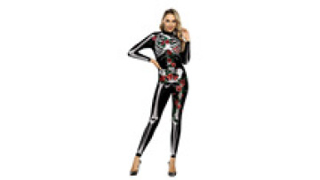 Halloween colorful skeleton Bones bodysuit New Costume Ladies Sexy Skull Jumpsuit  Sexy Halloween Costume1