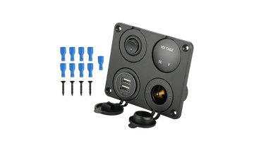 Car Marine Boat RV Truck 12V 4.2A Dual USB Charger Socket Power Socket LED Voltmeter Lighted ON OFF Rocker Toggle Switch panel1