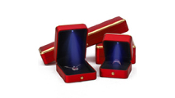 Han Hong factory wholesale luxury jewelry box organizer Bracelet necklace earrings ring with light red led jewelry box1