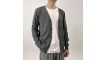 2024 Wholesale Men's Solid Color V-neck Cardigan Jacquard Knitwear Sweater1