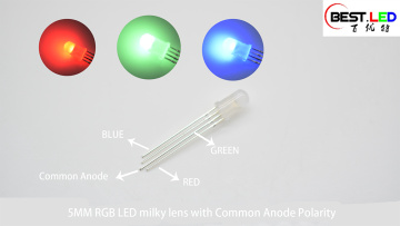5MM RGB LED milky lens with Common Anode Polarity