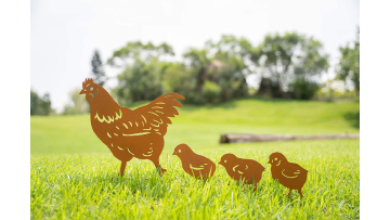 Chicken Yard Art Metal Stakes