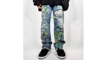 OEM Mens Distress Ripped Hole Cool Trousers Men Fashion Hand Painted Jeans1