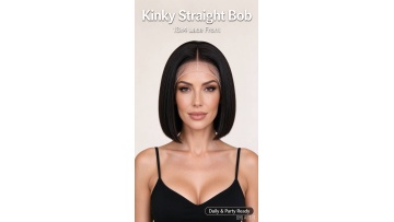 1. Brazilian Remy Kinky Straight Bob Lace Front Wig