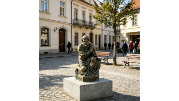 monk-statuette-town-square-street-scene