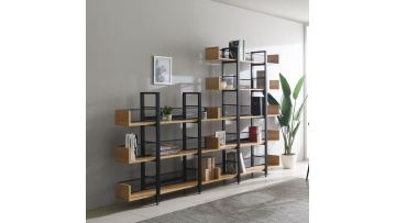 PLS03+04 Modern Industrial Bookshelf with Metal Mesh Back