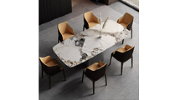 High quality Domestic dining room set royal stainless steel marble top dining table Multi size decoration home furniture1