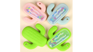 Food Grade Silicone Sensory Teether Baby Autism Kids Chewable Sensory Toys Cute Cactus Shaking Silicone Baby Teether1