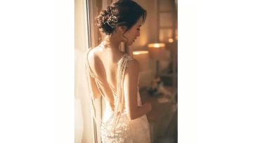 Portrait Neckline Box-Pleated Ballgown
