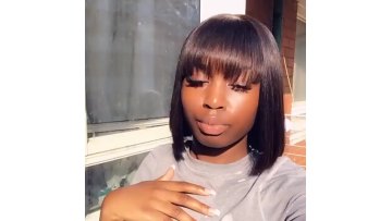 100% natural black short bob wig with bangs for black women, brazilian virgin remy straight human hair fringe bob style cut wig1