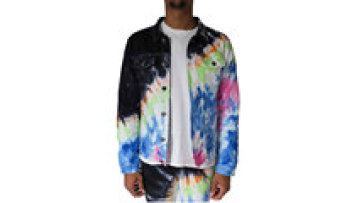 New Fashion OEM Tie Dye Hole Ripped Street Wear Hip Hop Men Denim Jacket1