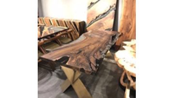 New Arrival Solid Walnut Wood Home Furniture Bedroom Villa Restaurant Hotel Kitchen Dining Room Table River Epoxy Resin Slab1