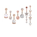Stainless Steel Belly Button Rings for Women Love Heart Navel Curved Barbell Studs Sexy Dangle Belly Body Piercing Jewelry Set