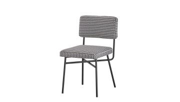BR-24A12 Elegant Modern Metal Frame Chair Featuring Houndstooth Fabric Design
