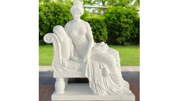 Marble Seated Lady Statue Elegant Garden Sculpture