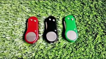Best-Selling Custom Zinc Alloy Switchblade Divot Tool with Pop-up Ball Marker Button Portable Golf Repair Tool Gift Sport