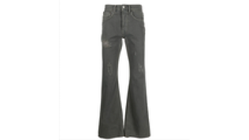 Bulk Wholesale Black Distressed Straight Fitted Stacked Jeans Men Flare with Paint1
