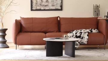 Nutmeg Leather Straight Sofa
