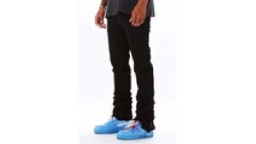 Men's Stack Flare Denim Pants Factory Wholesale Slim Fit Black Ripped Jeans Custom Stacked Jeans1