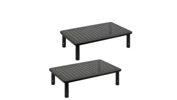 Louaoris Hot Sell Adjustable Monitor Riser, Black Metal Flat Platform with Hole Stand1