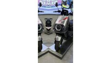 Silver Red White Electric Motorcycle with Dynamic Design