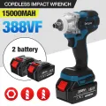 388vf Brushless Cordless Electric Impact Wrench 1/2inch Power Tools 15000Amh Li Battery +LED light Adapt to Makita 18V Battery