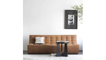 Simple elegant three-seat old modular high-quality leather living room sofa1