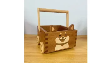 Solid Wood Shiba Inu Storage Baske/Black Walnut Cute Puppy Sundries Organizer Box1